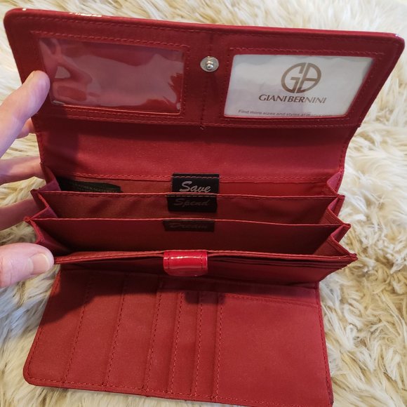 Giani Bernini Bark Patent Purse AND matching Wallet - Red - Picture 7 of 9